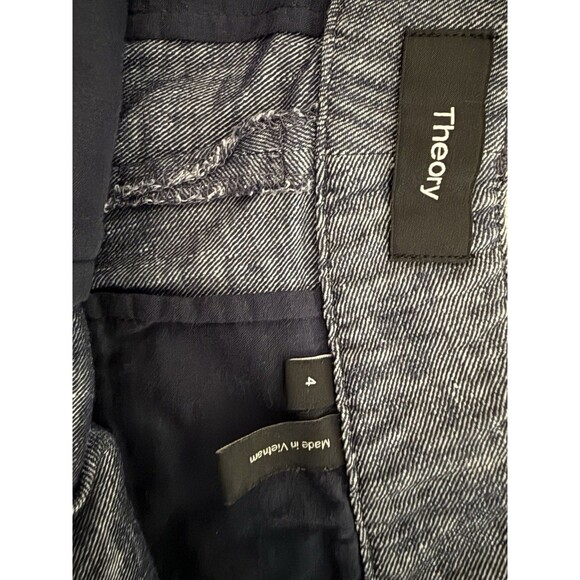 Theory Livedale Wide Leg Crop Pants Women Size 4 Blue Tierra Wash Linen Blend - Picture 5 of 11